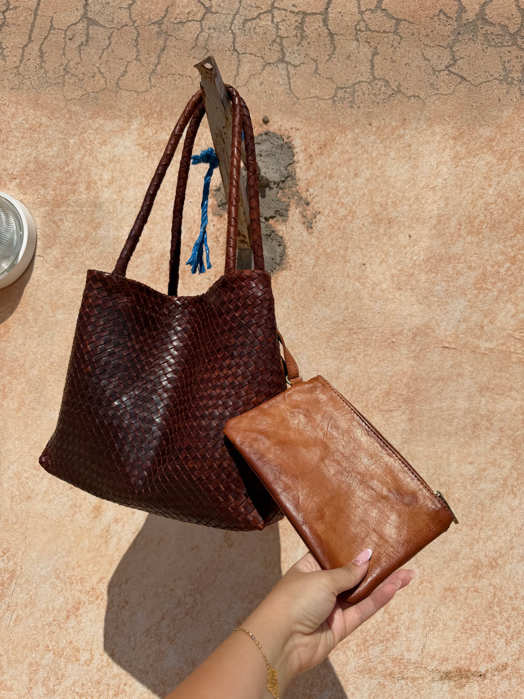 Sac cabas tressé en cuir – Taille S