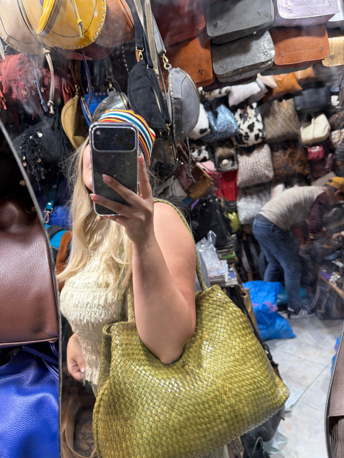 Sac en cuir tressé artisanal M