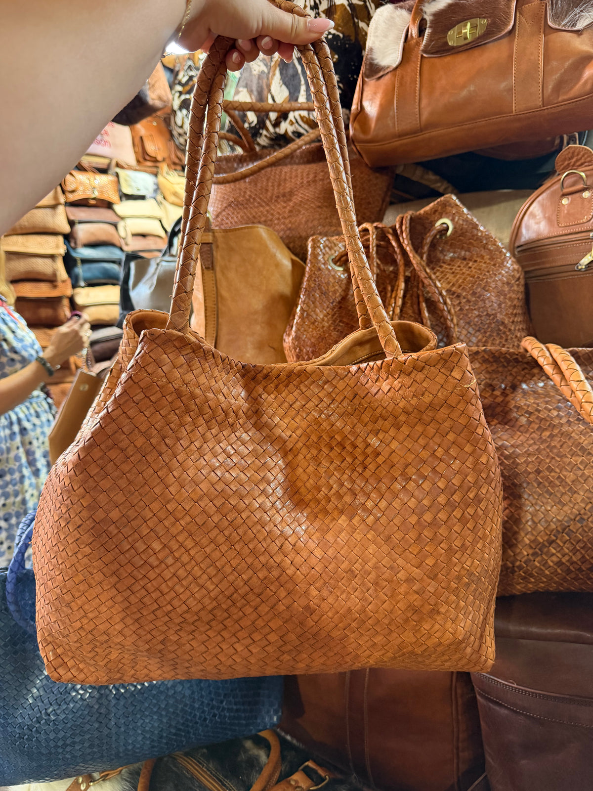Sac en cuir tressé artisanal M