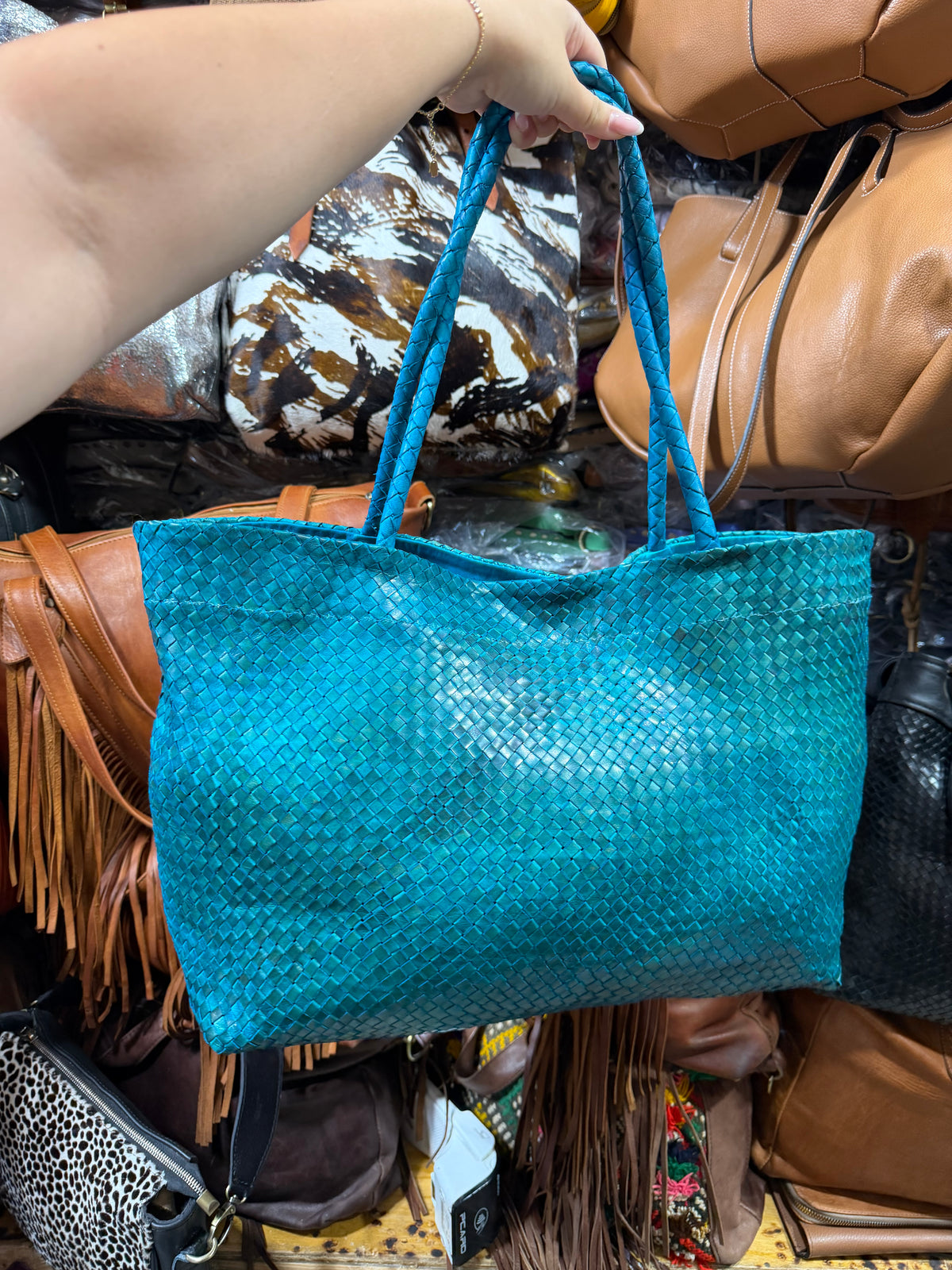 Sac en cuir tressé artisanal M