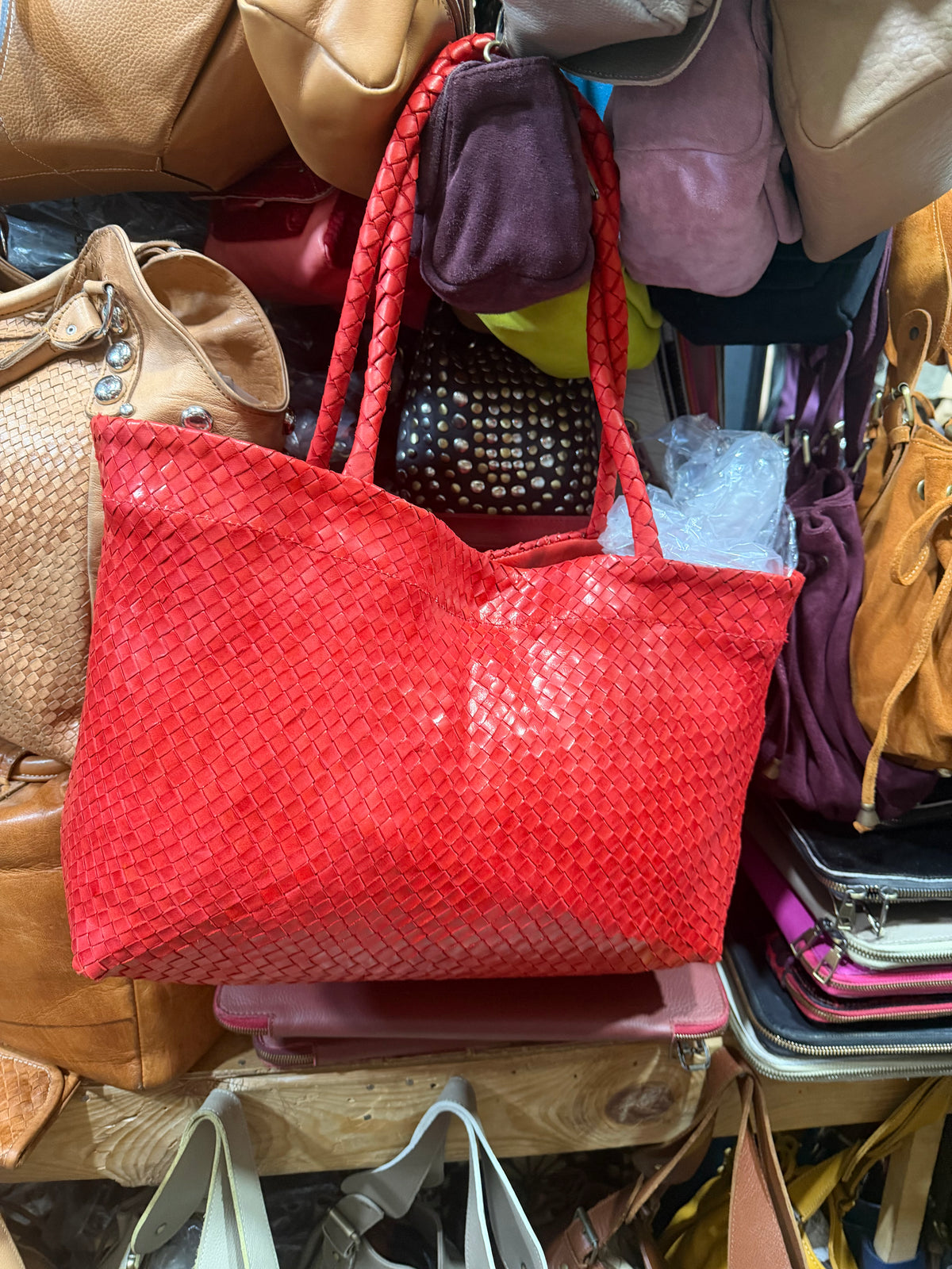 Sac en cuir tressée artisanale M
