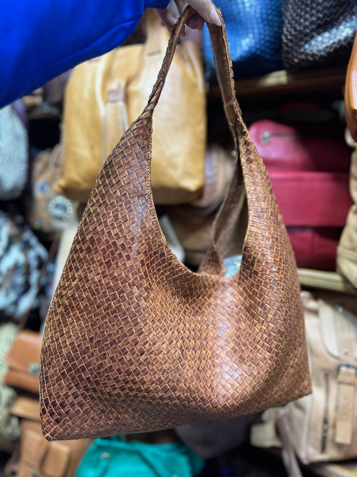 Sac en cuir tressé – Fait main au Maroc ✨