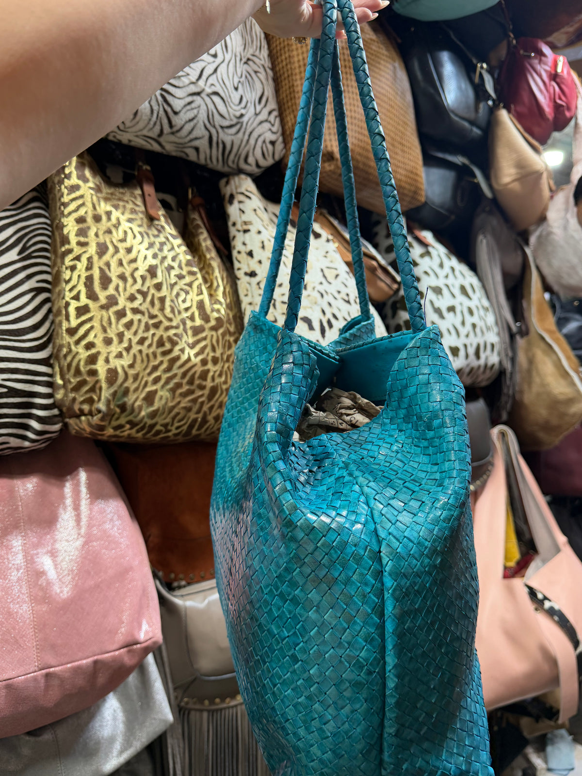 Sac en cuir tressé artisanal M
