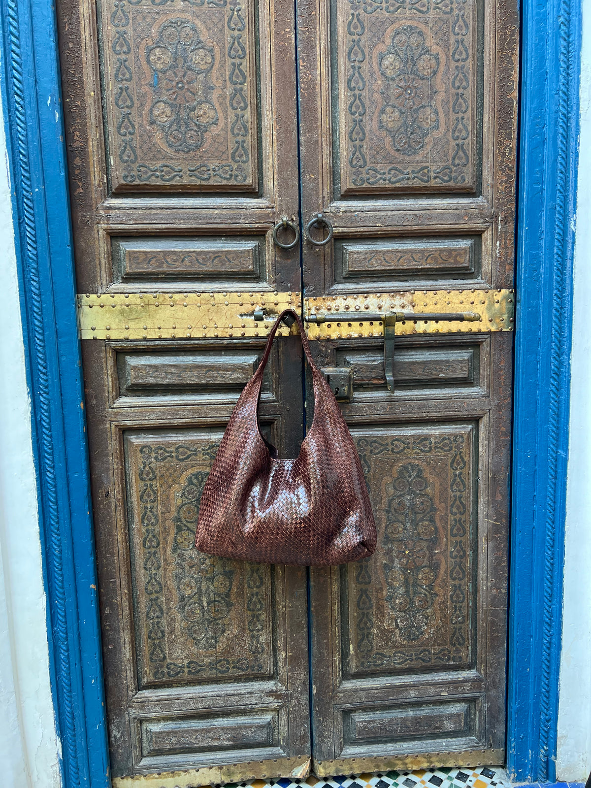 Sac en cuir tressé – Fait main au Maroc ✨