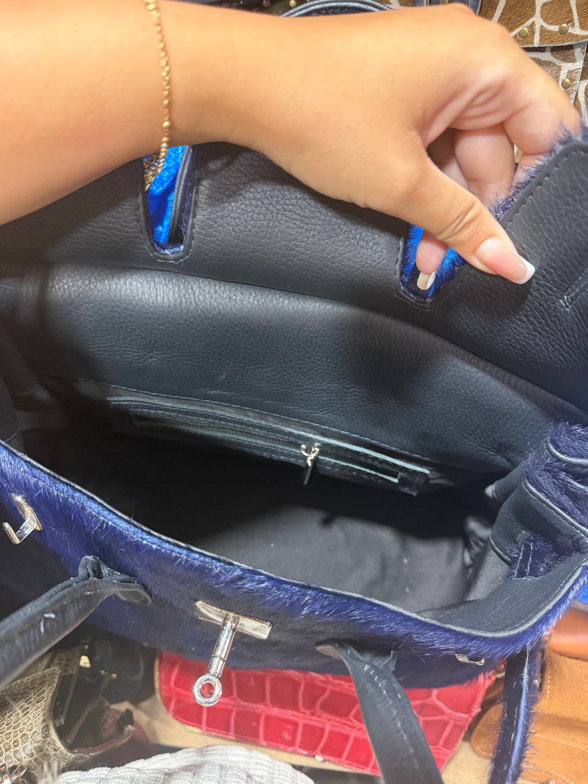 Sac en cuir fait main & poil naturel