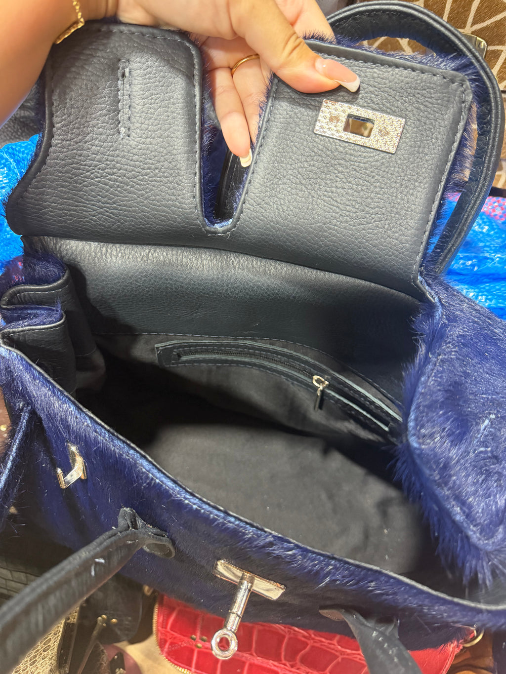 Sac en cuir fait main & poil naturel