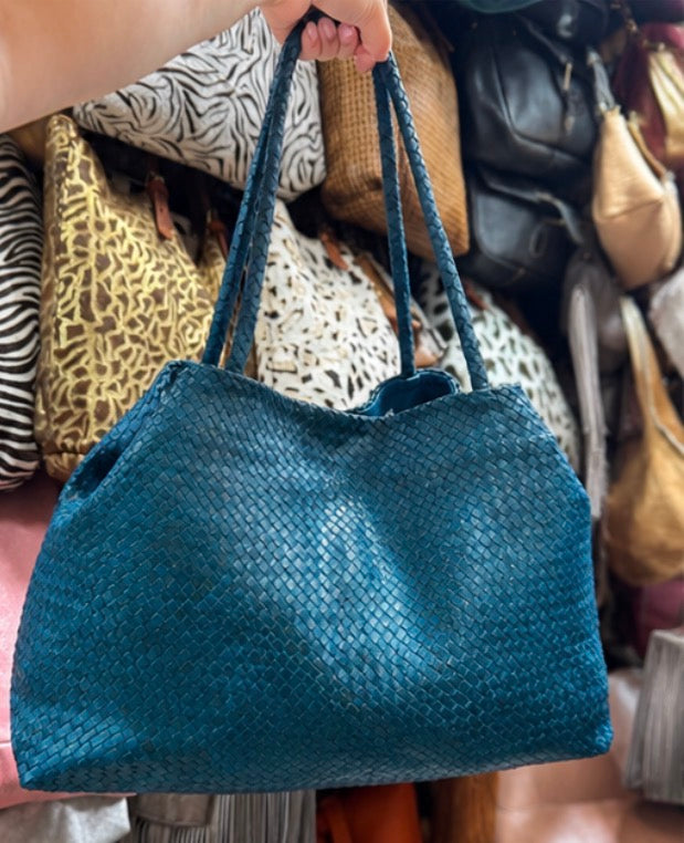 Sac en cuir tressé artisanal M
