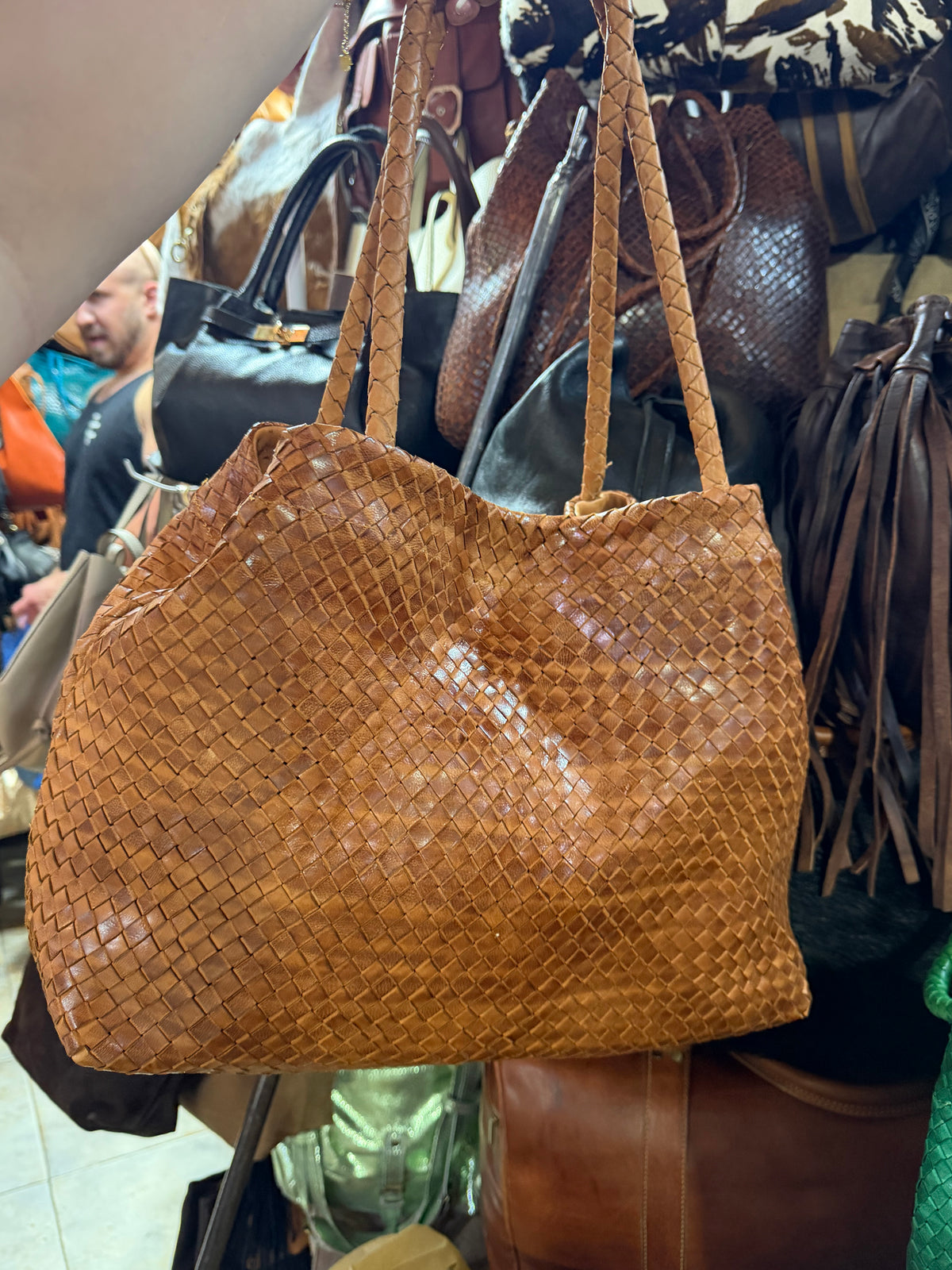 Sac en cuir tressé artisanal M