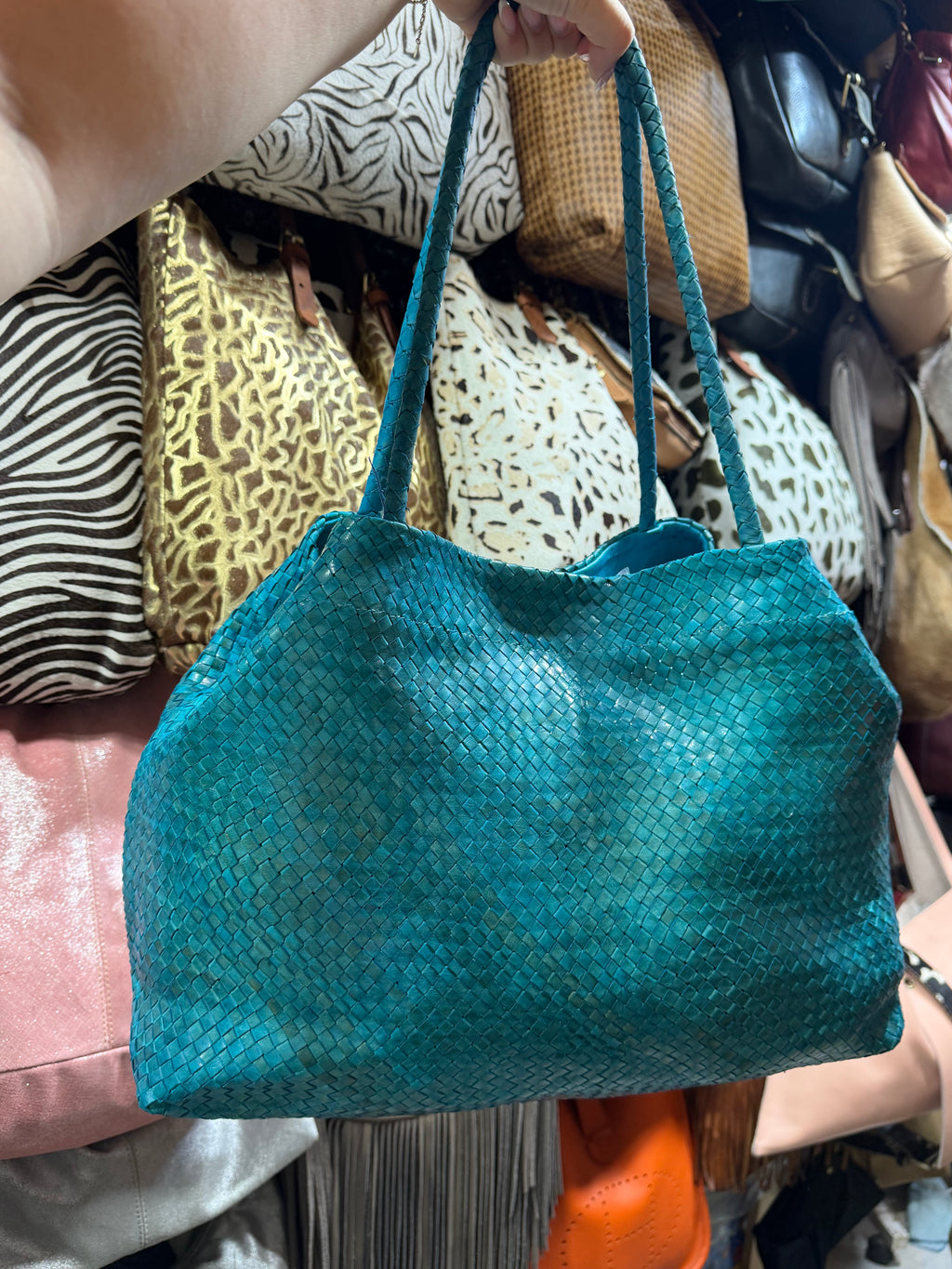 Sac en cuir tressé artisanal M
