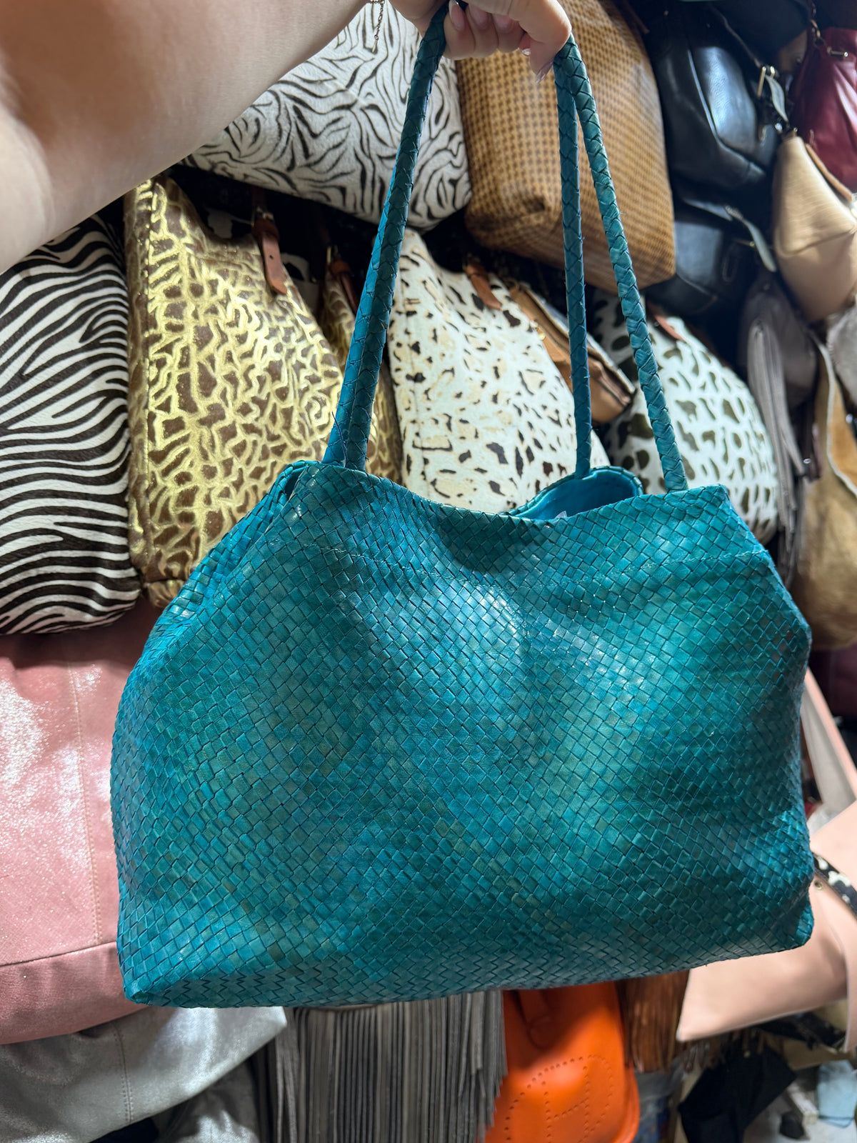 Sac en cuir tressé artisanal M