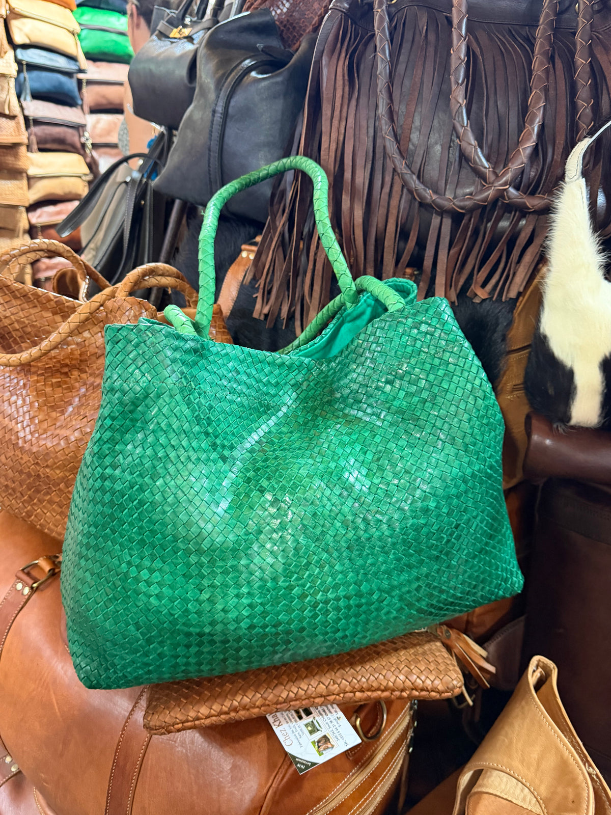 Sac en cuir tressé artisanal M