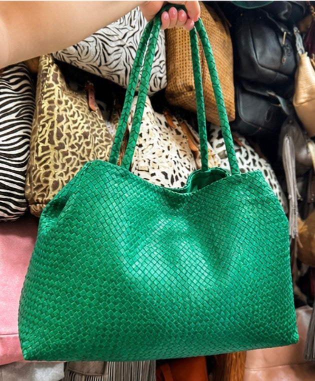 Sac en cuir tressé artisanal M