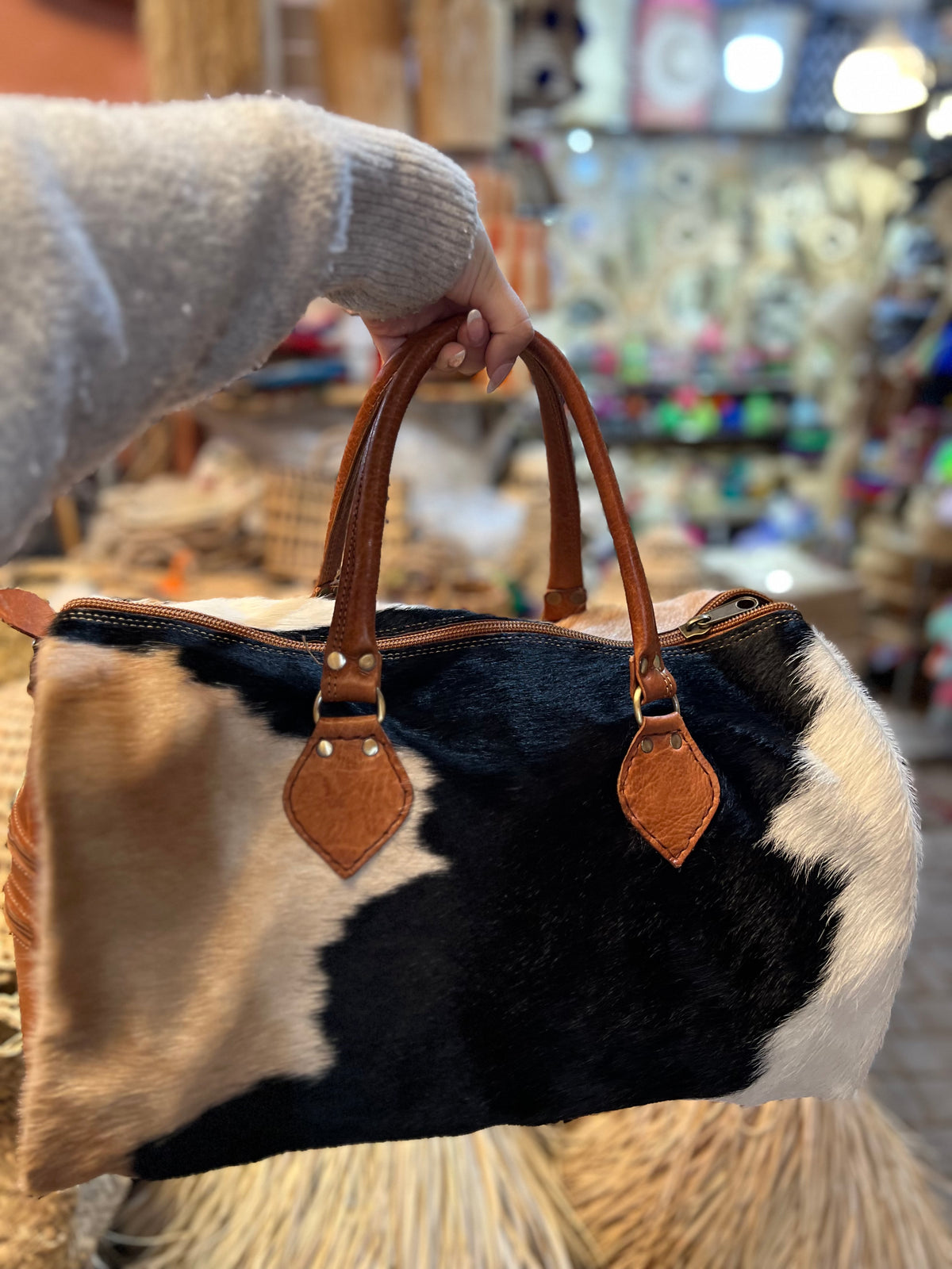 Sac de voyage en cuir de vache – Fait main au Maroc 🇲🇦