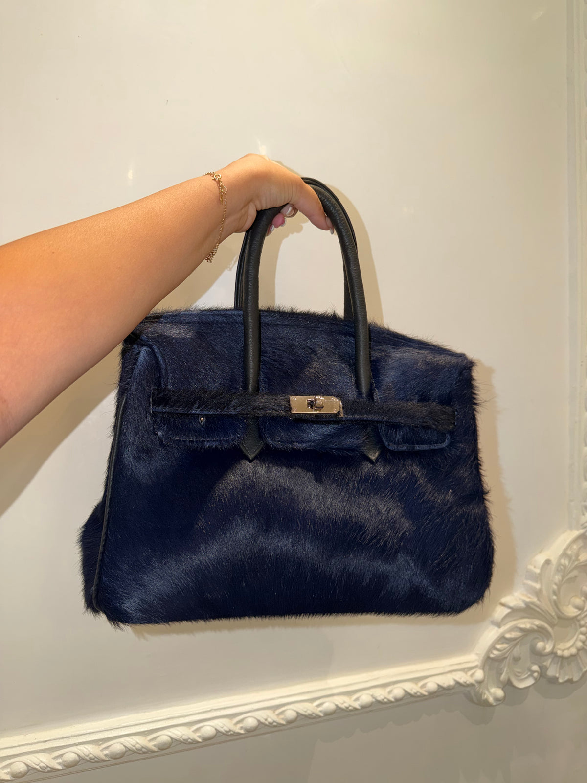 Sac en cuir fait main & poil naturel