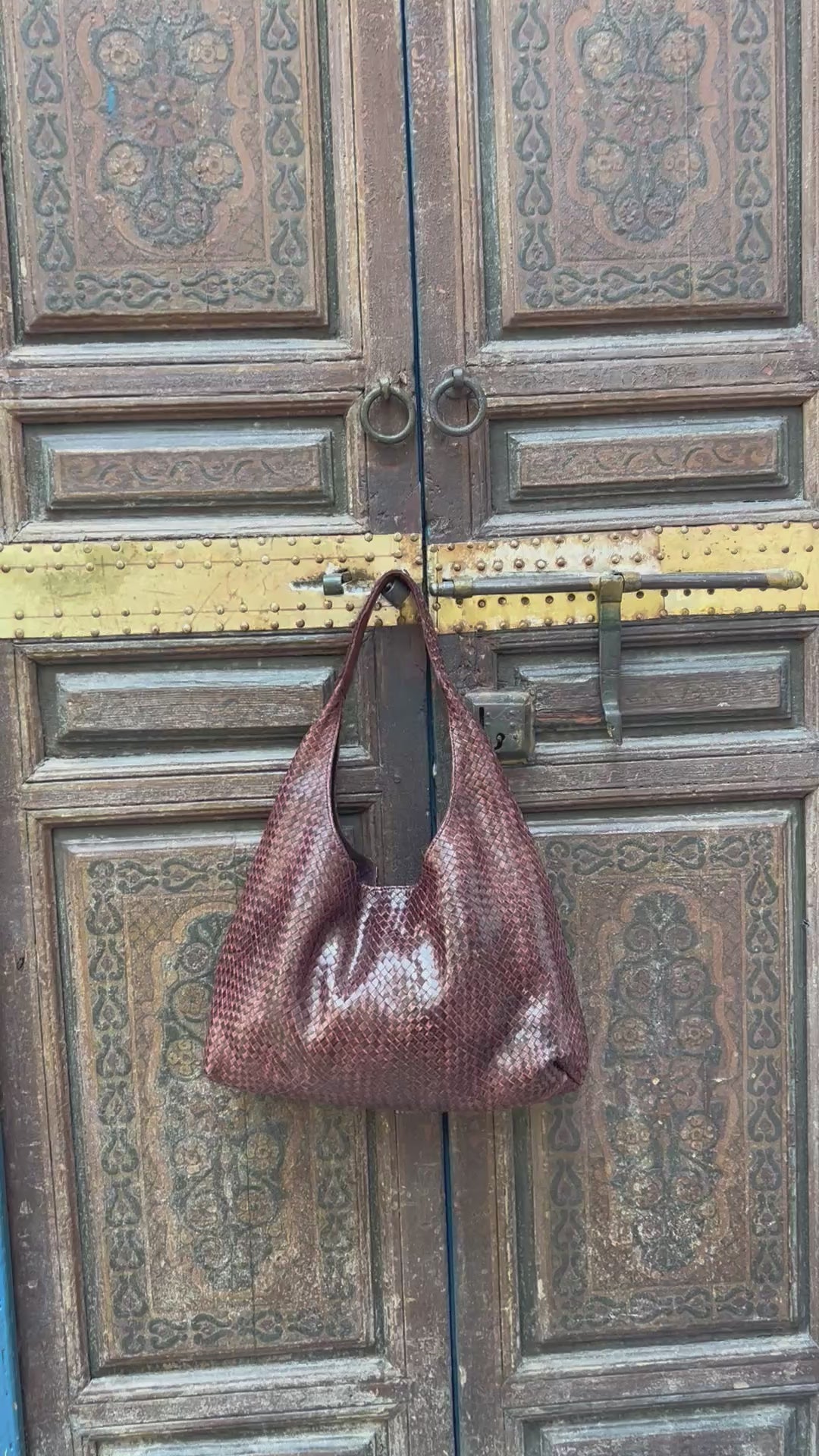Sac en cuir tressé – Fait main au Maroc ✨