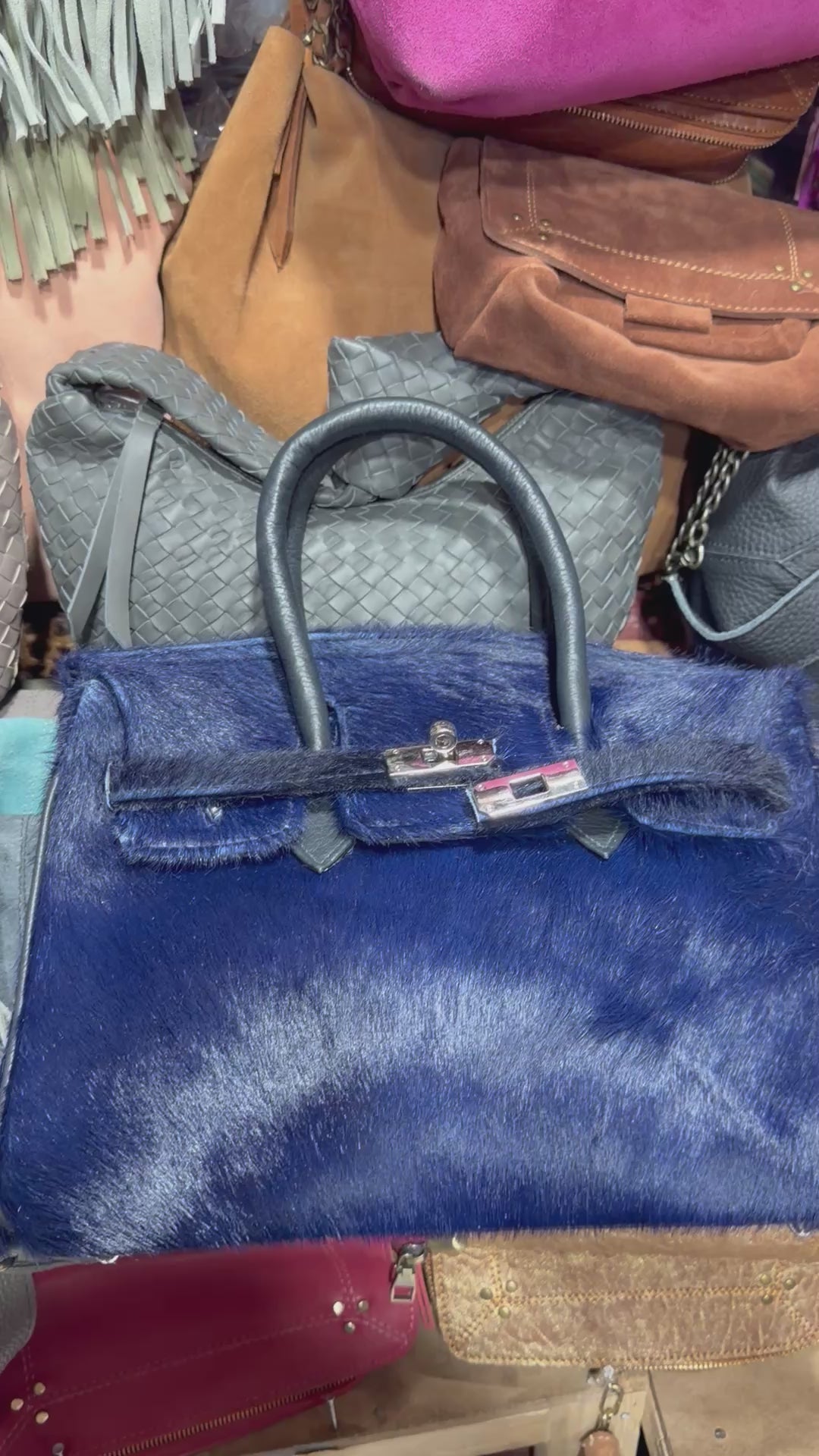 Sac en cuir fait main & poil naturel